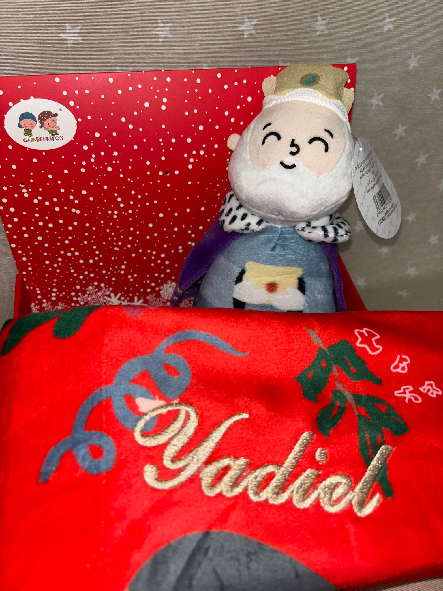 Manta Infantil de Reyes Magos con Peluche de Melchor Personalizada con Nombre (copia) - Imagen 2